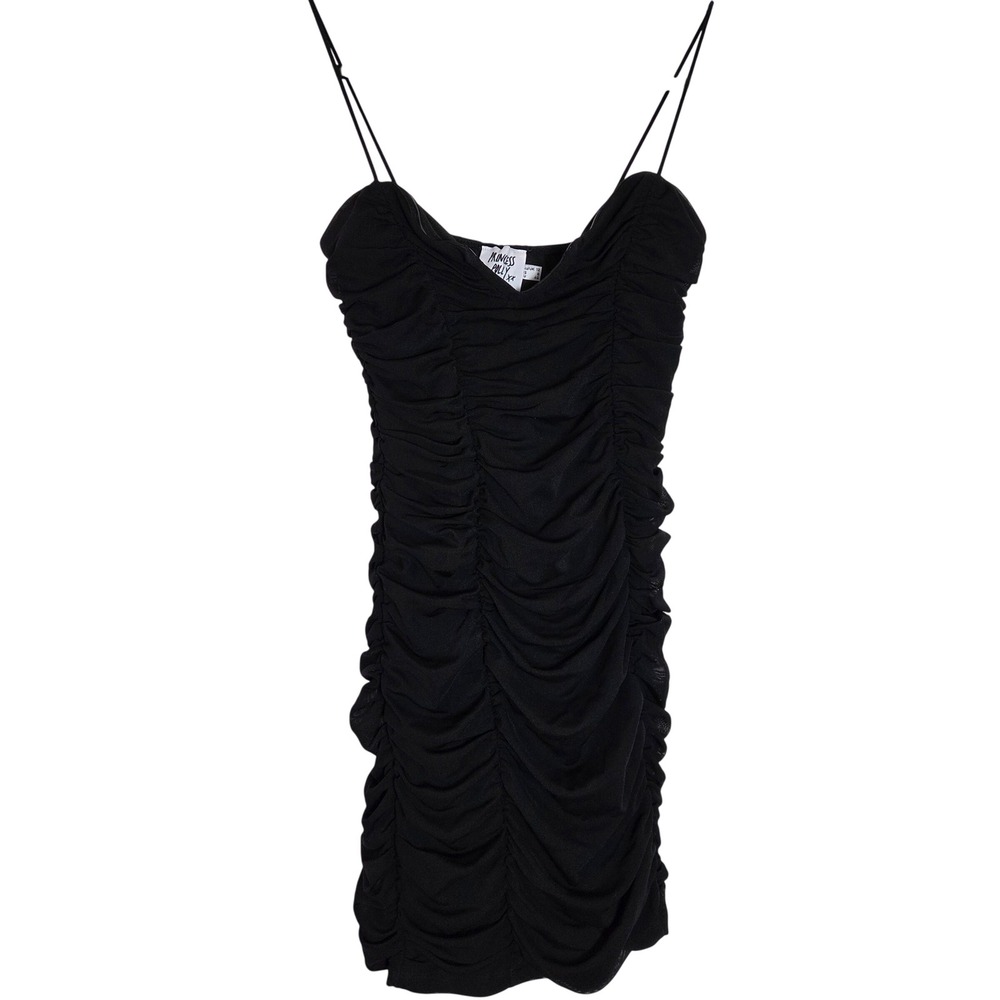Princess Polly Womens 8 Black Ruched Bodycon Mini Dress Spaghetti Strap